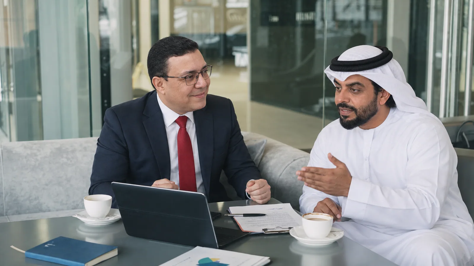 Eng. Hany Said and Mohammed Al Mansoori in a business meeting