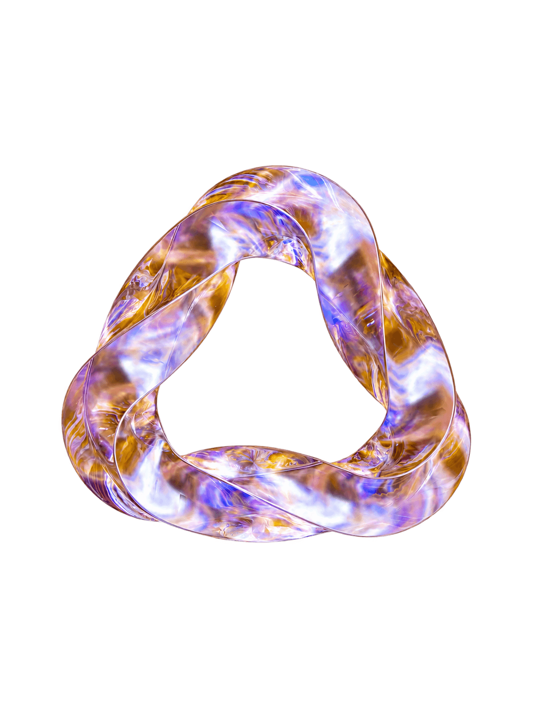 Abstract purple and gold liquid-glass sculpture